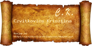 Czvitkovics Krisztina névjegykártya
